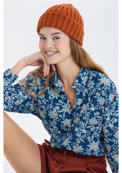 Örgü Katlamalı Unisex Kışlık Bere Tarçın