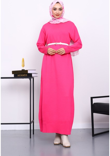Fuşya Bisiklet Yaka Triko Elbise fiyatları