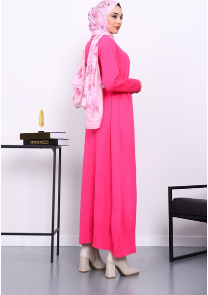 Fuşya Bisiklet Yaka Triko Elbise fırsatları