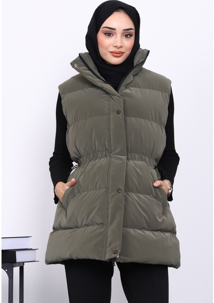 Haki Bel Lastikli Cepli Şişme Yelek modelleri