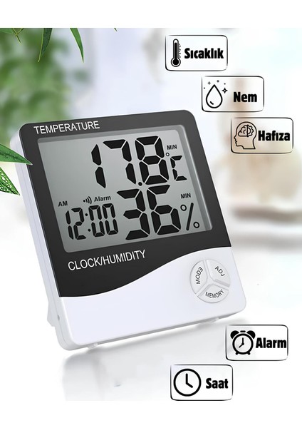 Bebek Oda Termometresi I Dijital Oda Termometresi I Derece Termometre Isı Nem Saat Alarm Mini fiyatları