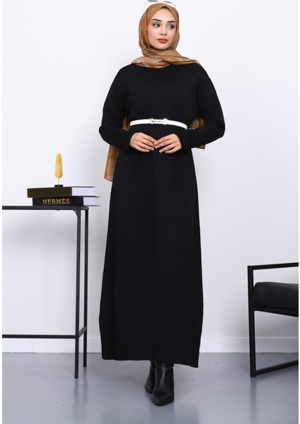 Siyah Bisiklet Yaka Triko Elbise fiyatları