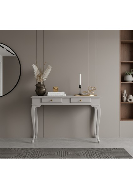 110 cm Masif Çekmeceli Lükens Açık Gri Dresuar