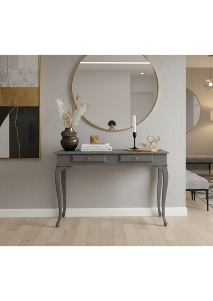 110 cm Masif Çekmeceli Lükens Gri Dresuar