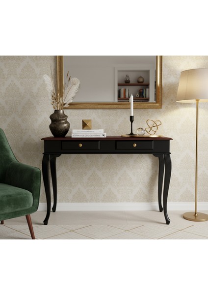 110 cm Masif Çekmeceli Lükens Siyah Ceviz Dresuar