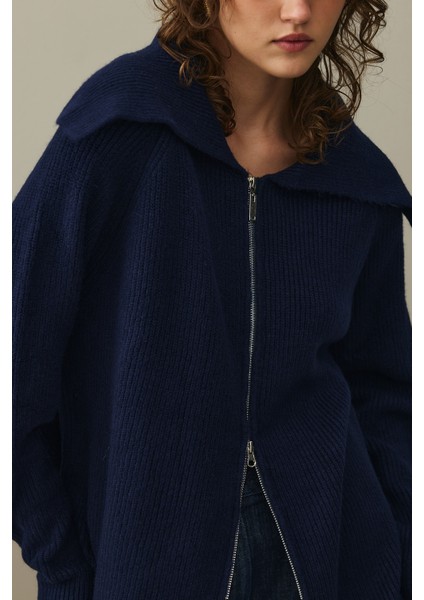 Fermuar Detaylı Hırka Lacivert indirimleri