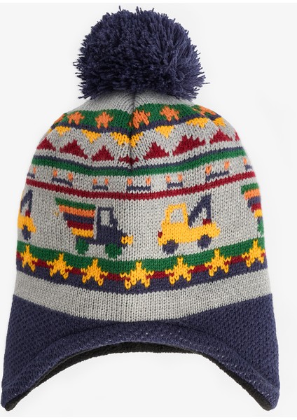 Erkek Çocuk Arabalı Çizgili Bere