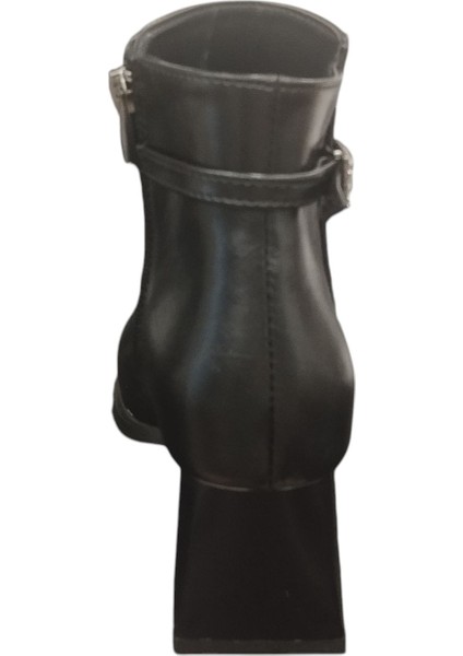 120861Z Küt Burun Fermuarlı Tokalı 6 cm Kalın Topuk Günlük Şık Kadın Bot fırsatları