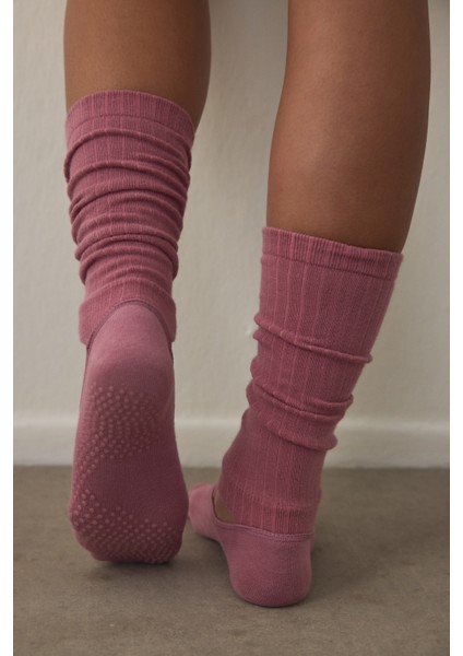 Gül Kurusu Kaydırmaz Taban Bantlı Pilates&Yoga Tozluk Çorap fiyatları