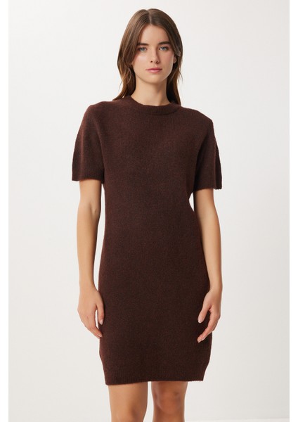 Yün Karışımlı Basic Triko Elbise LAN0084 Kahverengi modelleri
