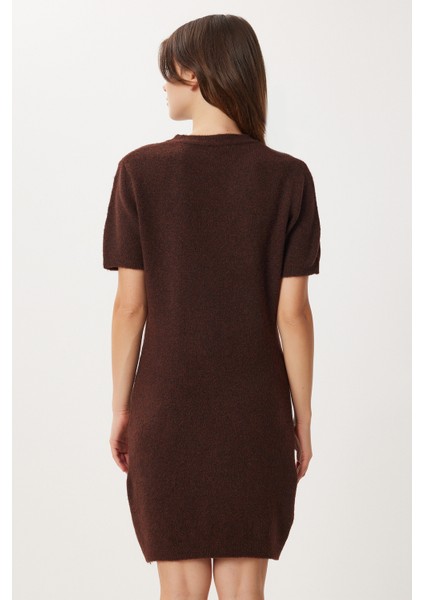 Yün Karışımlı Basic Triko Elbise LAN0084 Kahverengi indirimleri