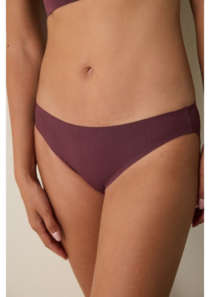 Bordo Pointel Lazer Kesim İz Yapmayan Normal Bel Slip Külot
