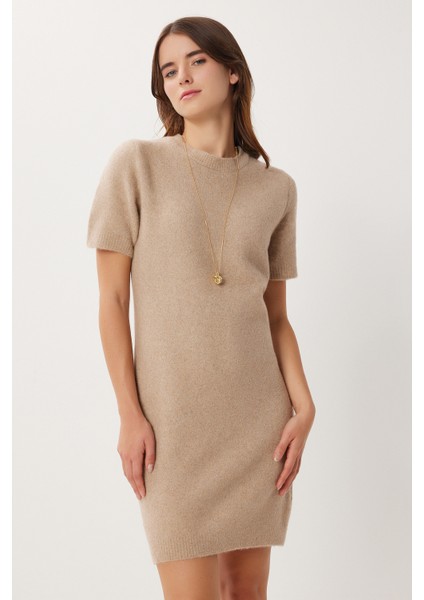 Yün Karışımlı Basic Triko Elbise LAN0084 Bej fiyatları