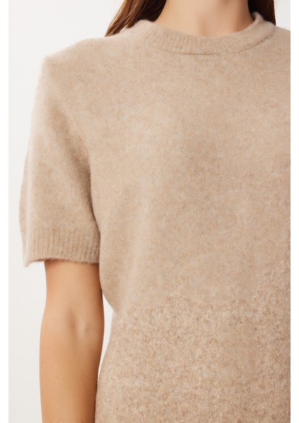 Yün Karışımlı Basic Triko Elbise LAN0084 Bej modelleri