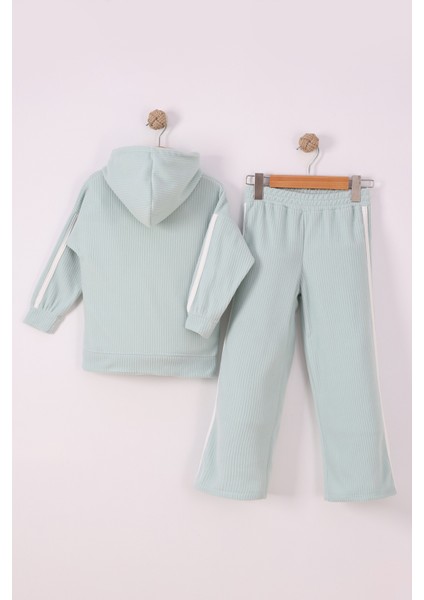 Kız Çocuk Çiçek Baskılı Ipli Şeritli Pantolon Fitilli Polar Takım indirimleri