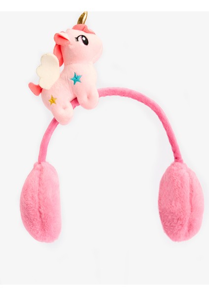 Pembe Kız Çocuk Unicorn Desenli Yumuşak Dokulu Kulaklık