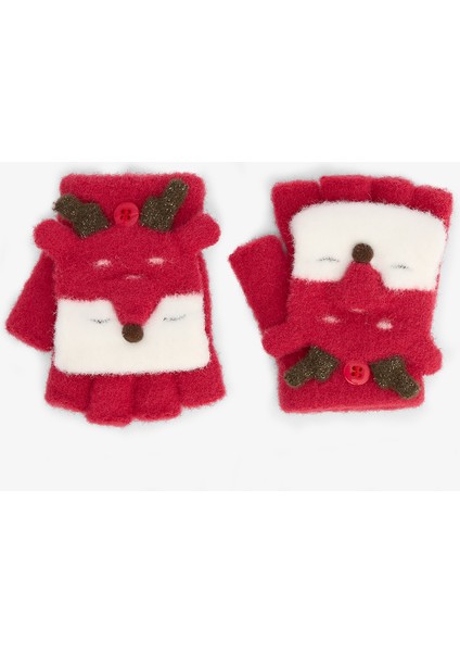 Kırmızı Erkek Çocuk Geyikli Eldiven