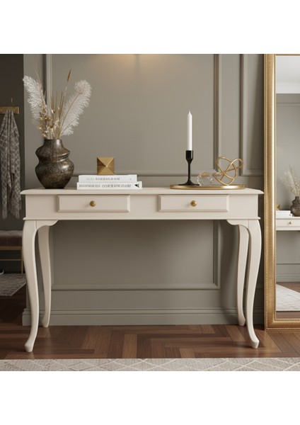 110 cm Masif Çekmeceli Lükens Krem Dresuar