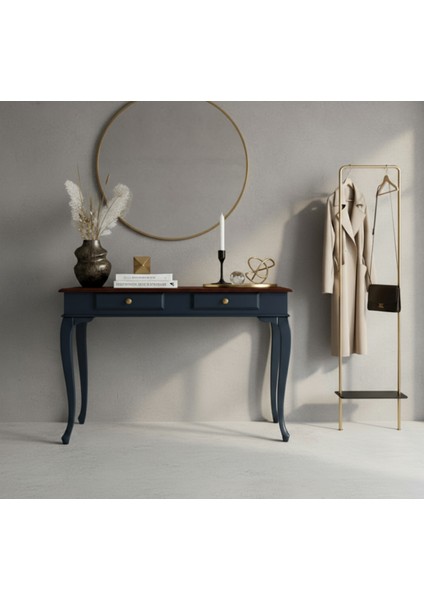 110 cm Masif Çekmeceli Lükens Lacivert Ceviz Dresuar