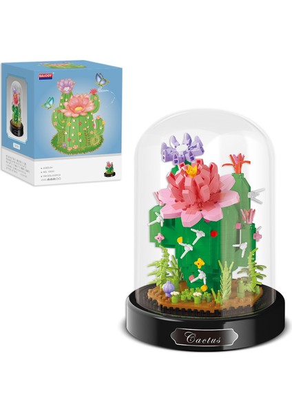 Fanuslu Çiçek Serisi – Kaktüs Yapı Bloğu Seti – 615 Parça