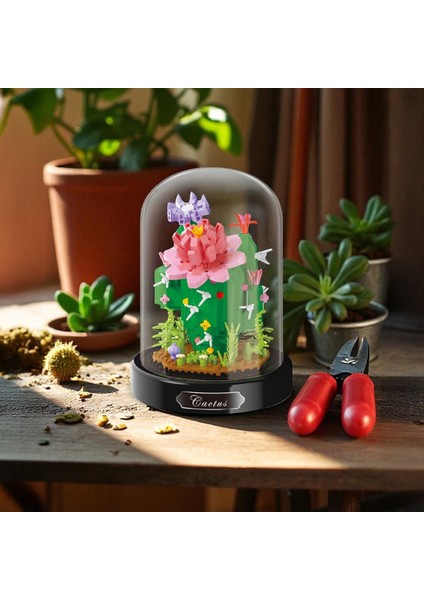 Fanuslu Çiçek Serisi – Kaktüs Yapı Bloğu Seti – 615 Parça