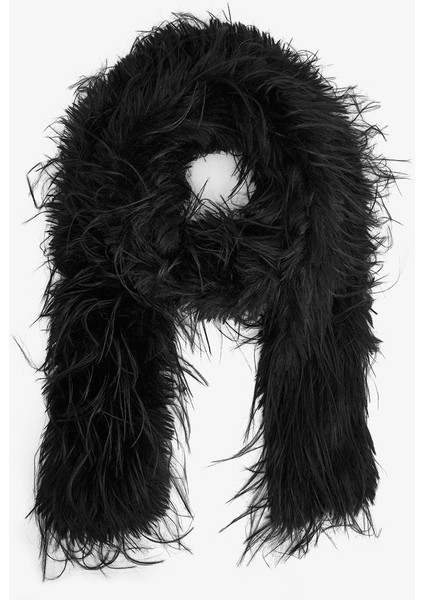 Siyah Gemma Yumuşak Dokulu Atkı