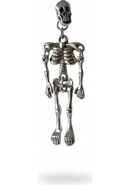 Sallantılı Kurukafa Figürlü Çelik Erkek Küpe