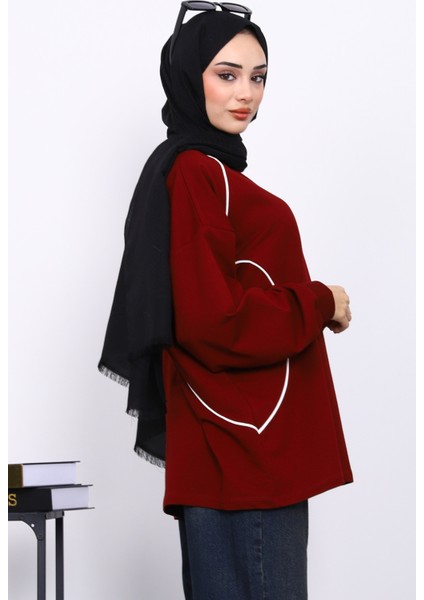 Bordo Biyeli İki İplik Sweatshirt fırsatları