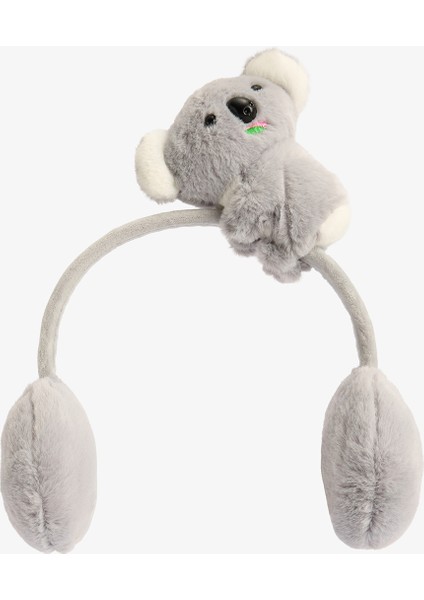 Gri Kız Çocuk Koala Figürlü Yumuşak Dokulu Kulaklık