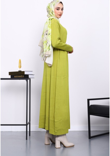 Yağ Yeşili Bisiklet Yaka Triko Elbise fırsatları