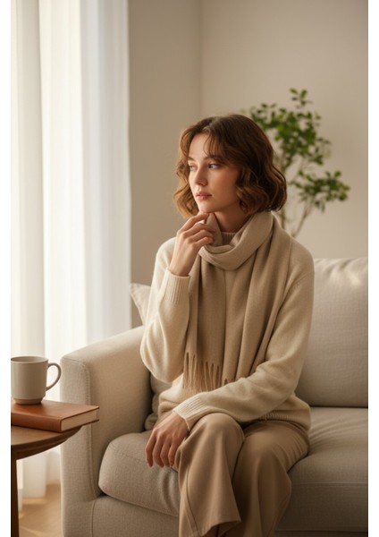 Kadın Kışlık Kaşmir Dokulu Şal Yumuşak ve Sıcak Atkı Modeli - Anne Şalı Örme indirimleri