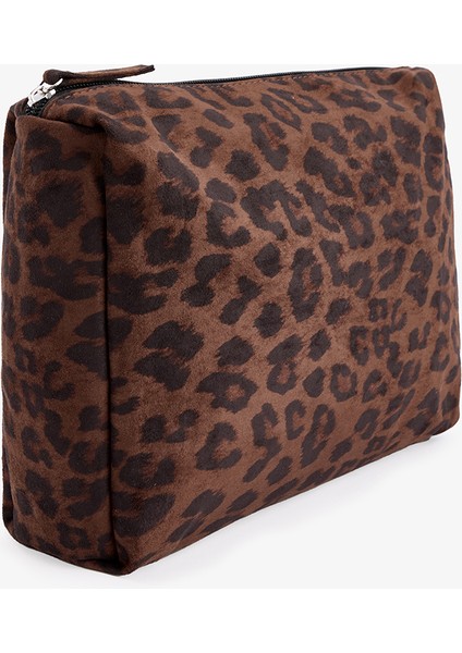 Kahverengi Leopar Desenli Makyaj Çantası modelleri