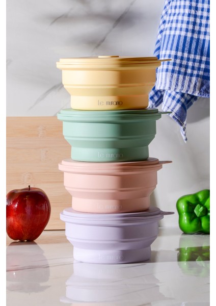 Mori Hava Sızdırmaz Yuvarlak Katlanabilir Silikon Saklama Kabı 600 ml | Sarı fırsatları