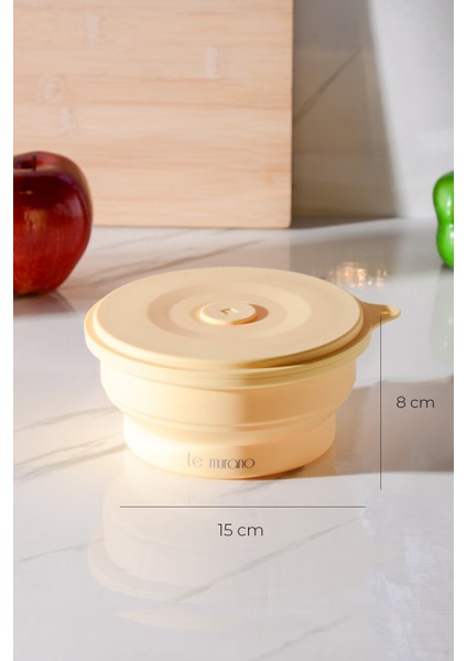 Mori Hava Sızdırmaz Yuvarlak Katlanabilir Silikon Saklama Kabı 600 ml | Sarı indirimleri