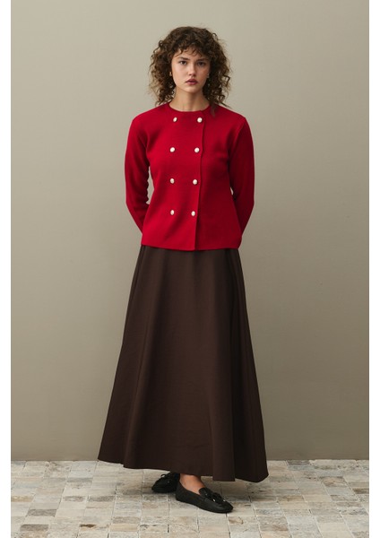 Çift Düğme Crop Hırka Kırmızı fırsatları