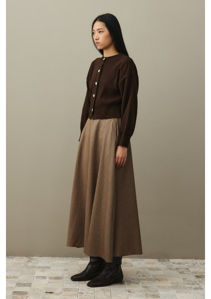 Dore Düğmeli Triko Hırka Kahverengi