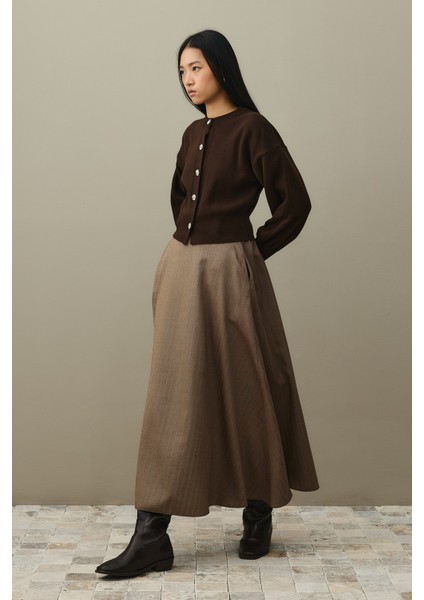 Dore Düğmeli Triko Hırka Kahverengi modelleri