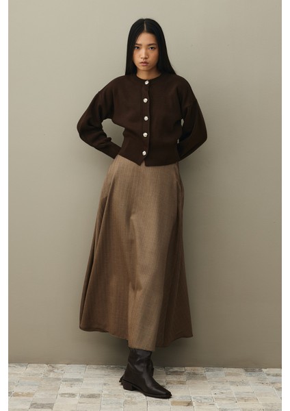 Dore Düğmeli Triko Hırka Kahverengi fırsatları