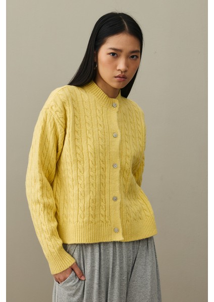 Saç Örgü Crop Hırka Sarı modelleri