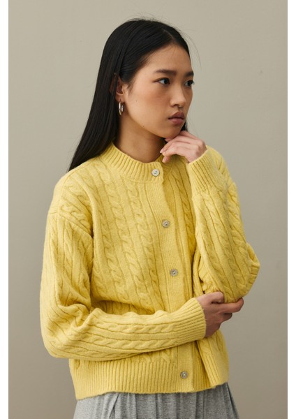 Saç Örgü Crop Hırka Sarı fırsatları