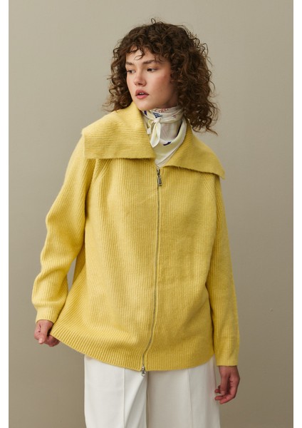 Fermuar Detaylı Hırka Sarı modelleri