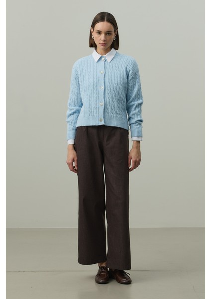 Saç Örgü Crop Hırka Bebe Mavisi