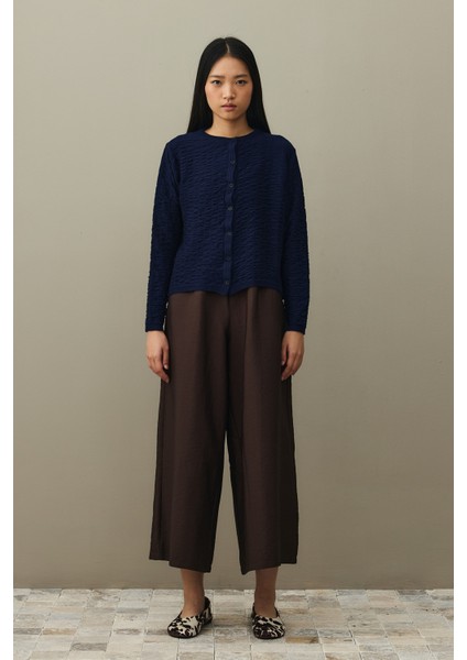 Büzgülü Viscone Hırka Lacivert