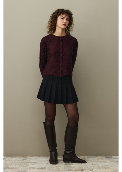 Büzgülü Viscone Hırka Bordo fiyatları