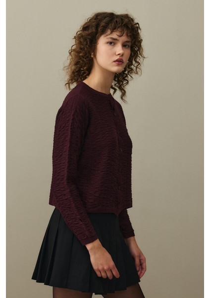 Büzgülü Viscone Hırka Bordo fırsatları