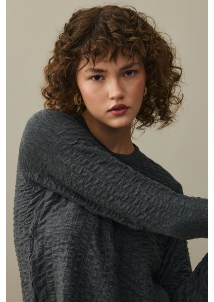 Büzgülü Viscone Hırka Antrasit indirimleri