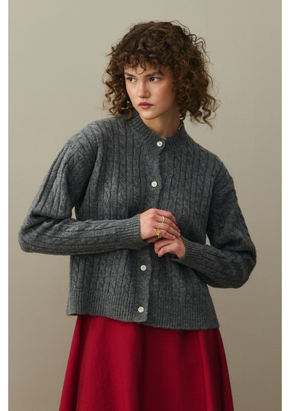 Saç Örgü Crop Hırka Antrasit modelleri