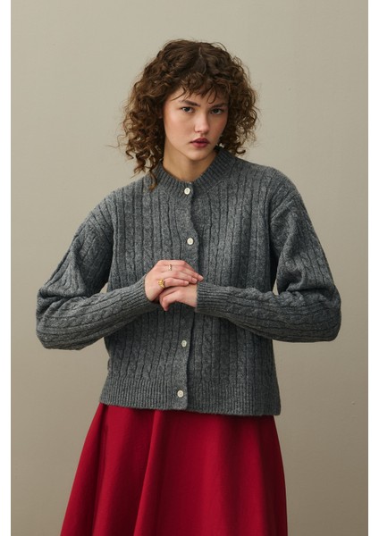 Saç Örgü Crop Hırka Antrasit indirimleri