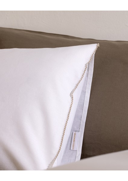 Aulne %100 Pamuk 2'li Yastık Kılıfı - Beyaz/bej modelleri