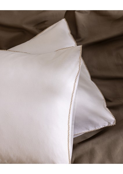 Aulne %100 Pamuk 2'li Yastık Kılıfı - Beyaz/bej fırsatları